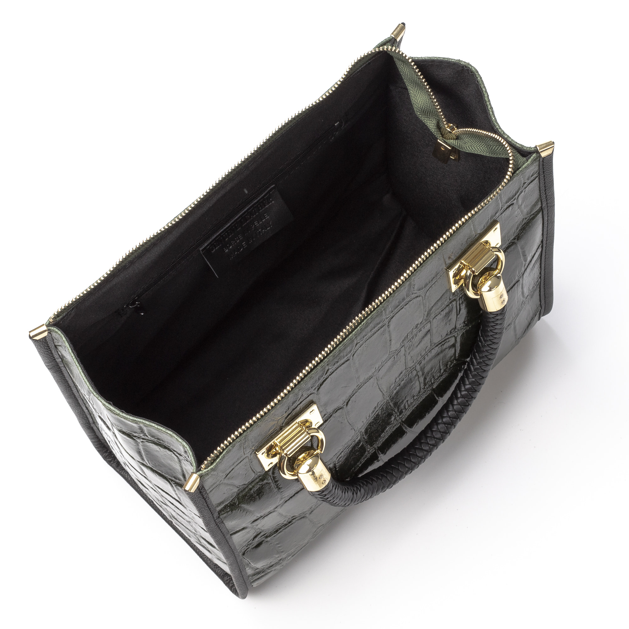 Catena Borsa tote Donna.Pelle autentica Camoscio Inciso Coccodrillo Grande