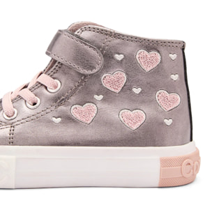 Sneakers alte da bambina con stampa a cuore