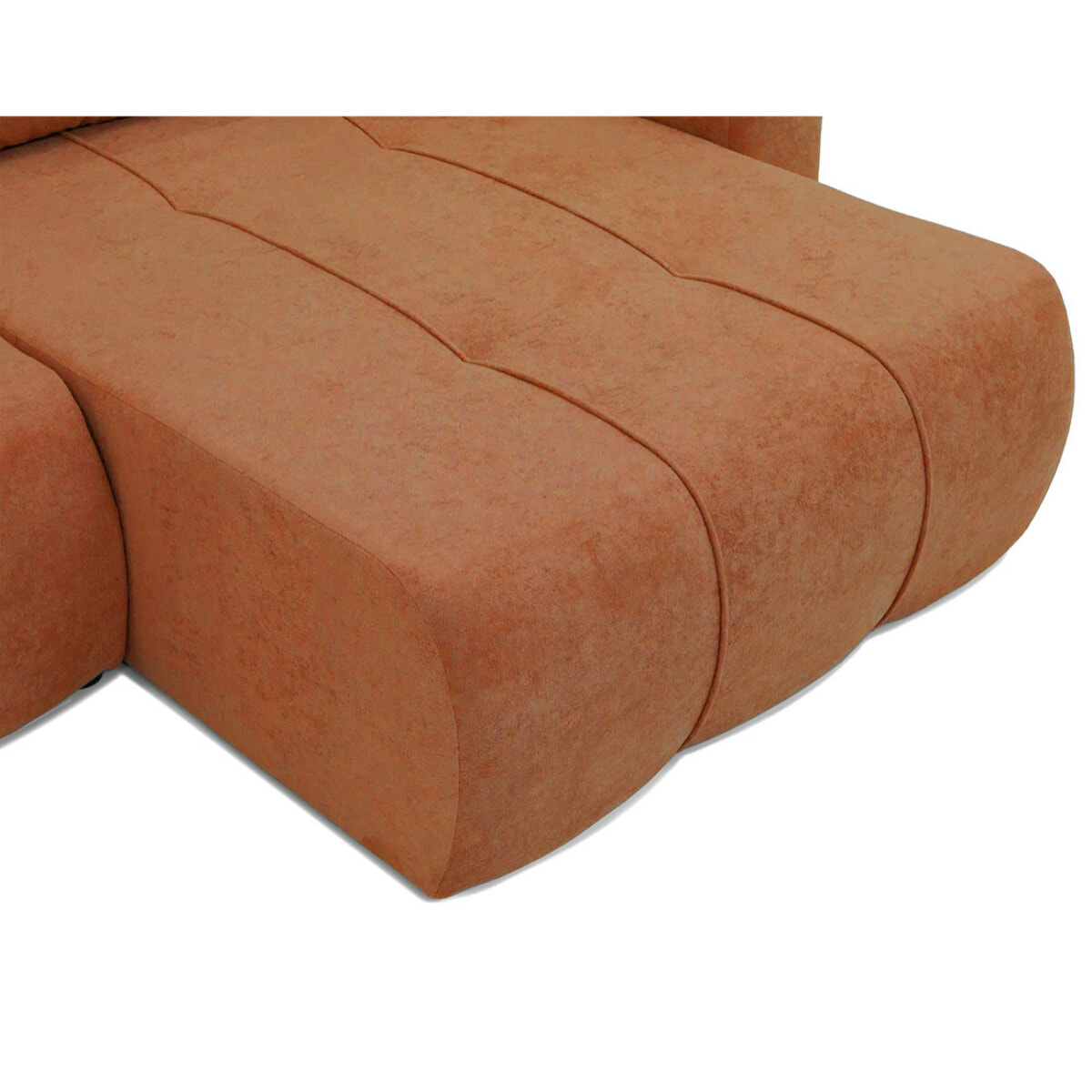 Nicole - Canapé d'angle réversible 5 places convertible avec coffre en tissu - Rouille