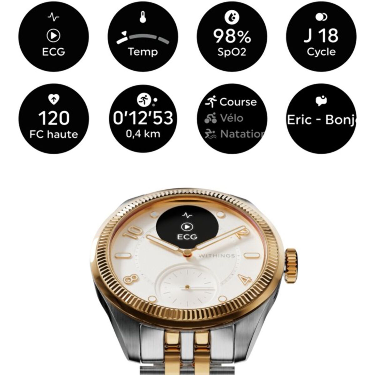 Montre santé WITHINGS Scanwatch Nova Brilliant 39mm Gold