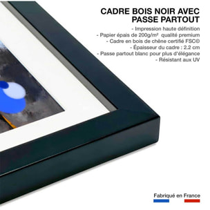 Affiche  circle yellow blue Affiche + cadre en bois - Noir