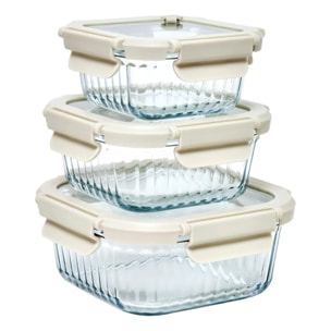 3 boîtes de conservation Clipeat+ carrées 3,2/5,2/8L transparent