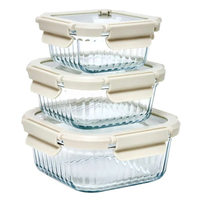 3 boîtes de conservation Clipeat+ carrées 3,2/5,2/8L transparent