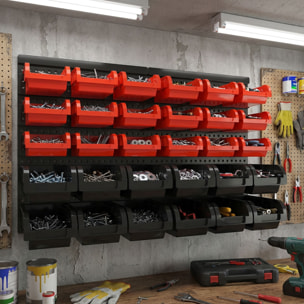 Peg Small - Pannello Portautensili da Parete 64x41 cm con 30 Box Contenitori Impilabili