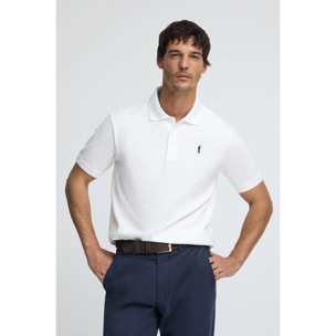 Polo bianca in piquet con logo ricamato Rigby Go