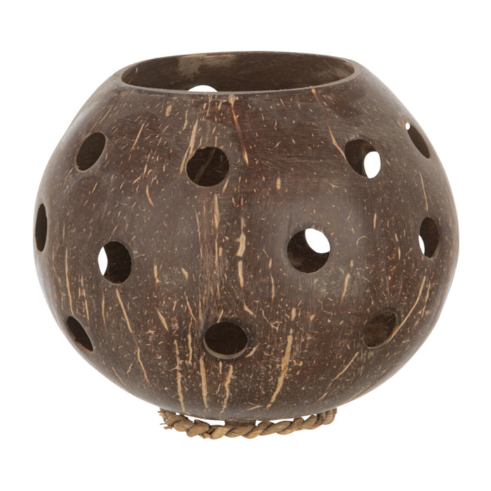 J-Line photophore Noix De Coco Trous - jute - marron - large