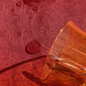 Nappe anti tache pur coton motif jacquard Alexandria rubis