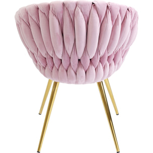 Chaise avec accoudoirs Knot velours rose Kare Design