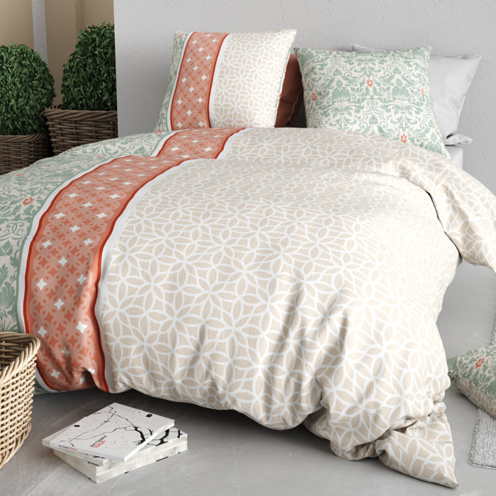 Parure housse de couette imprimé 100% coton - prana