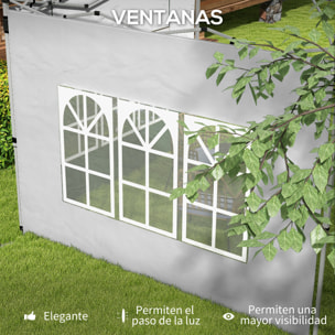 2 Paredes Laterales para Carpas de 3 x 3 / 3 x 4 m, 295x195 cm, Paredes Laterales de Repuesto para Cenador de Tela Oxford con Ventana, para Jardín, Exteriores, Fiestas, Gris Claro