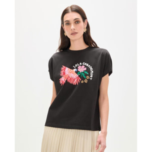 Maglietta pappagallo con piume