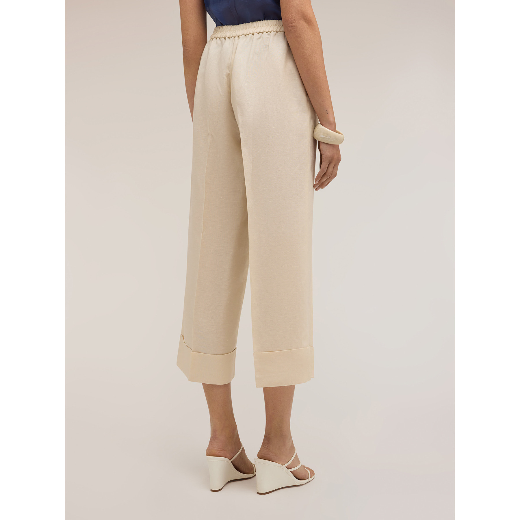 Motivi - Pantalones cropped de mezcla de lino - Beige