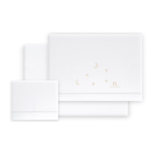 Triptico Minicuna 100% Alg Don Algodon Estrellas Luna Bco/Beig
