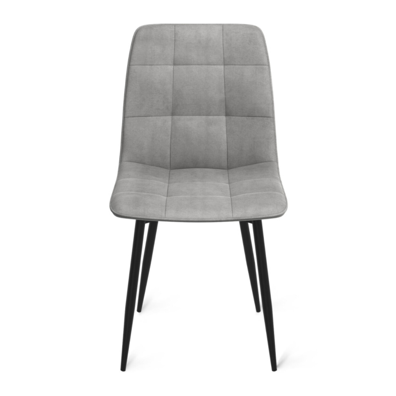 Chaises Linda velours gris clair pieds noirs - lot de 6