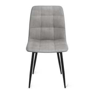 Chaises Linda velours gris clair pieds noirs - lot de 6