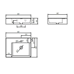Lavabo SAT Cube Way 60x46 cm avec trou pour robinet au centre (SATCW6046L)