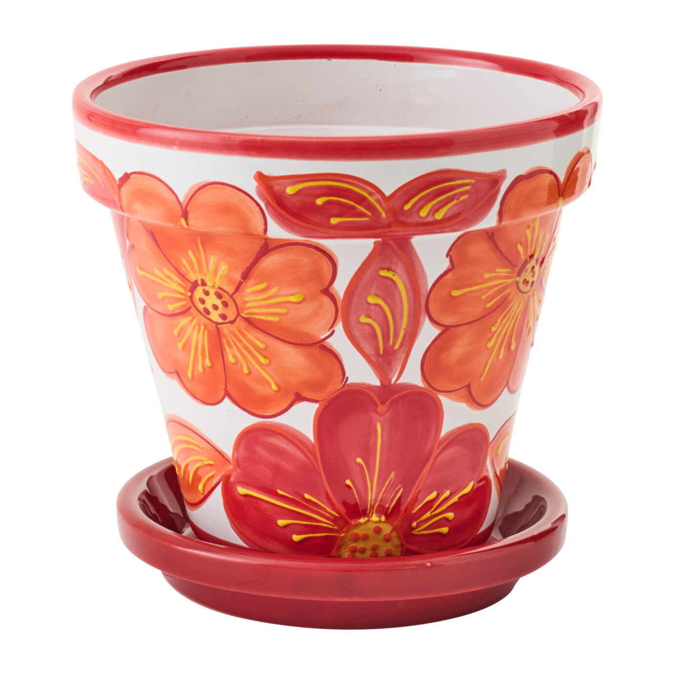 J-Line Cache-pot - céramique - orange/blanc - medium