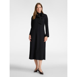 Elena Mirò - Abito lungo in crêpe enver satin - Nero
