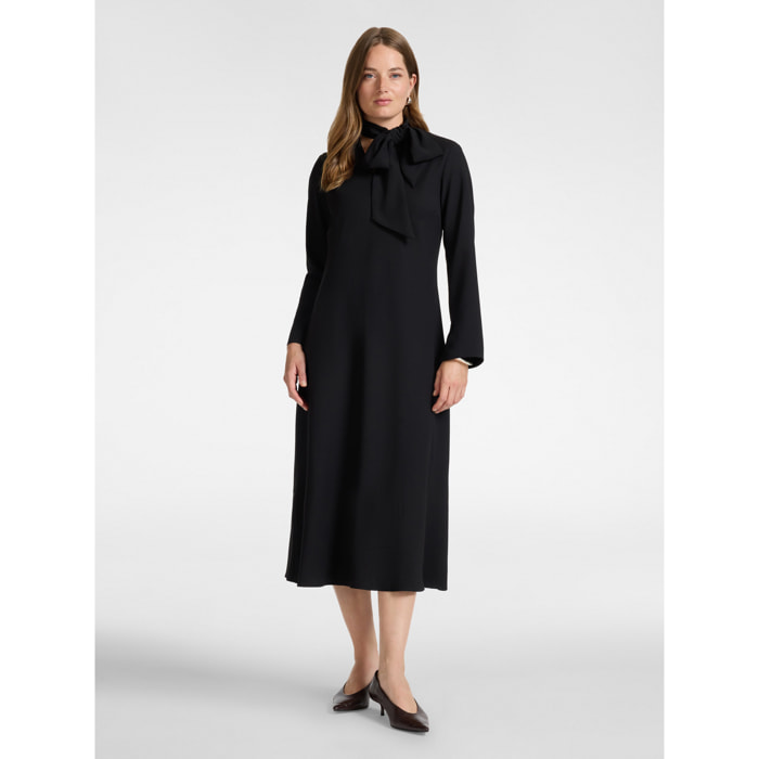 Elena Mirò - Abito lungo in crêpe enver satin - Nero