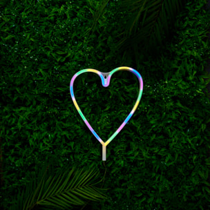 Lampe Led Effet Neon Coeur Arc En Ciel Usb