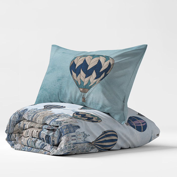 Parure copripiumino volare blu 100% cotone