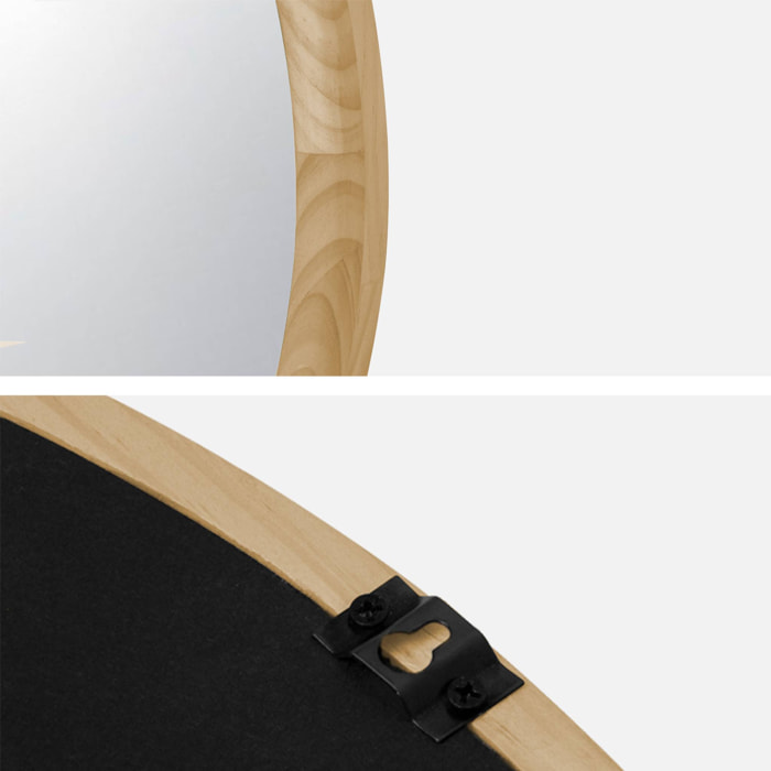 Miroir rond en bois de pin Ø60cm GEORGIA naturel