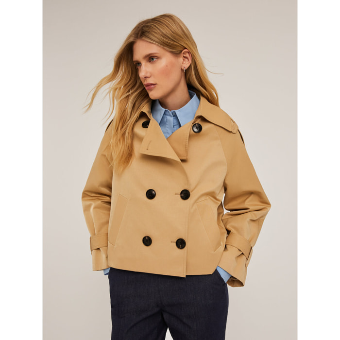 Motivi - Gabardina corta con cierre de doble botonadura - Beige