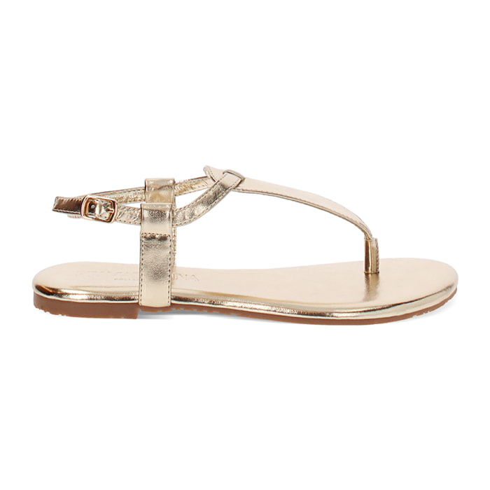 Sandali infradito donna oro in laminato