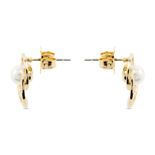 Pendientes con Perla Blanca acabado oro 18k