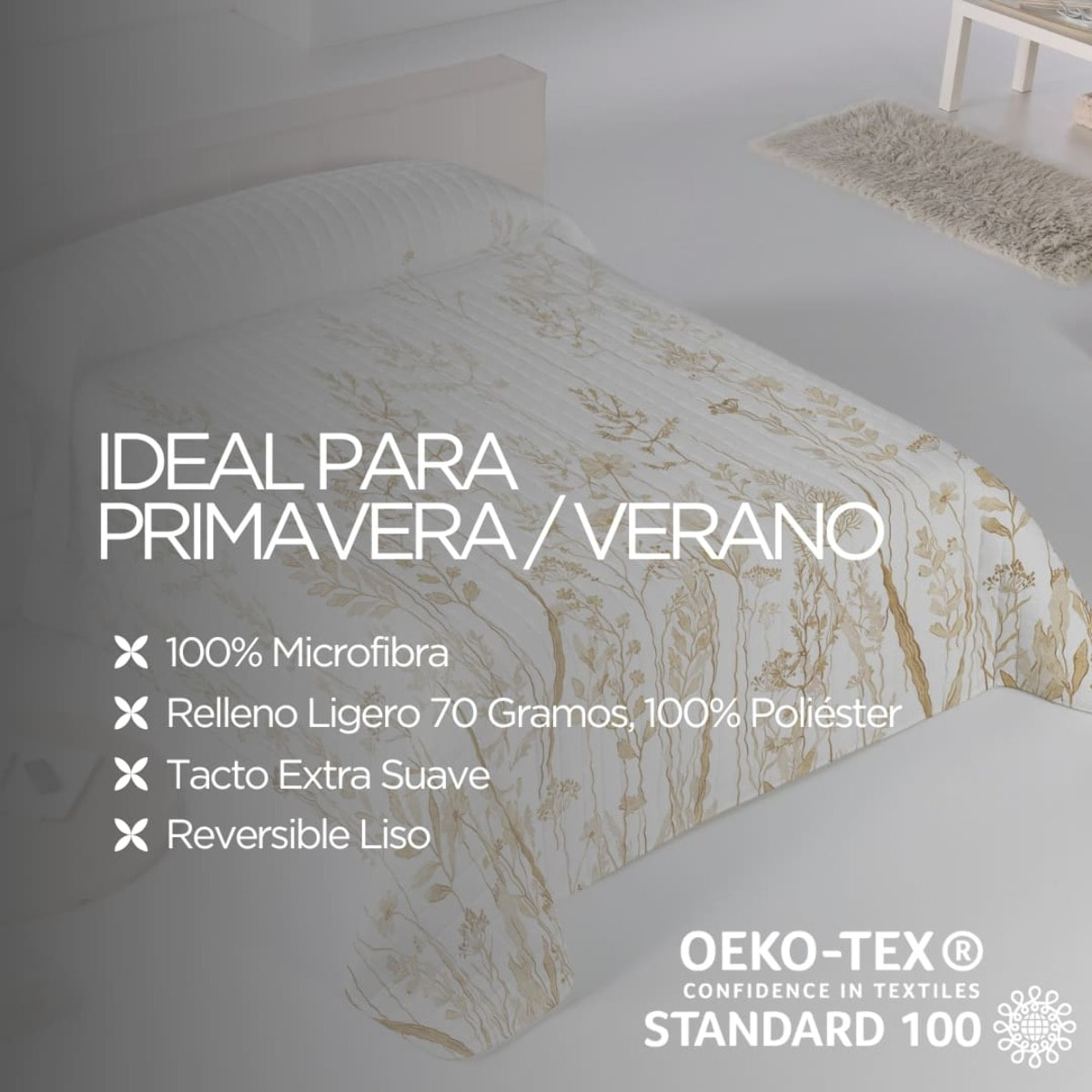Colcha Bouti Estampada - Reversible - 100% Poliéster - Microfibra - 70 gr/m² - Moved Grass