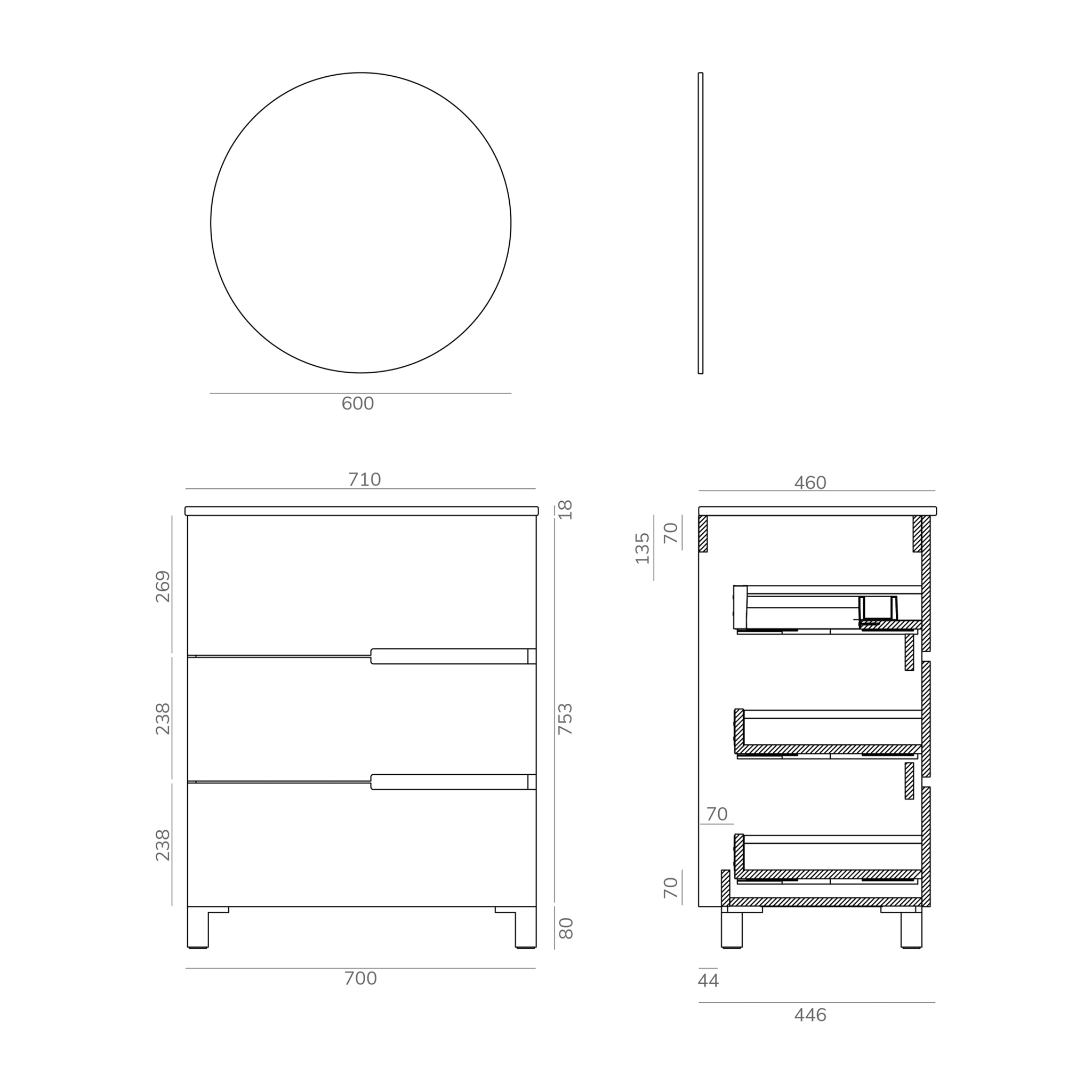 Ensemble de salle de bain MEMPHIS 3C, Alday, 70 cm, Teka