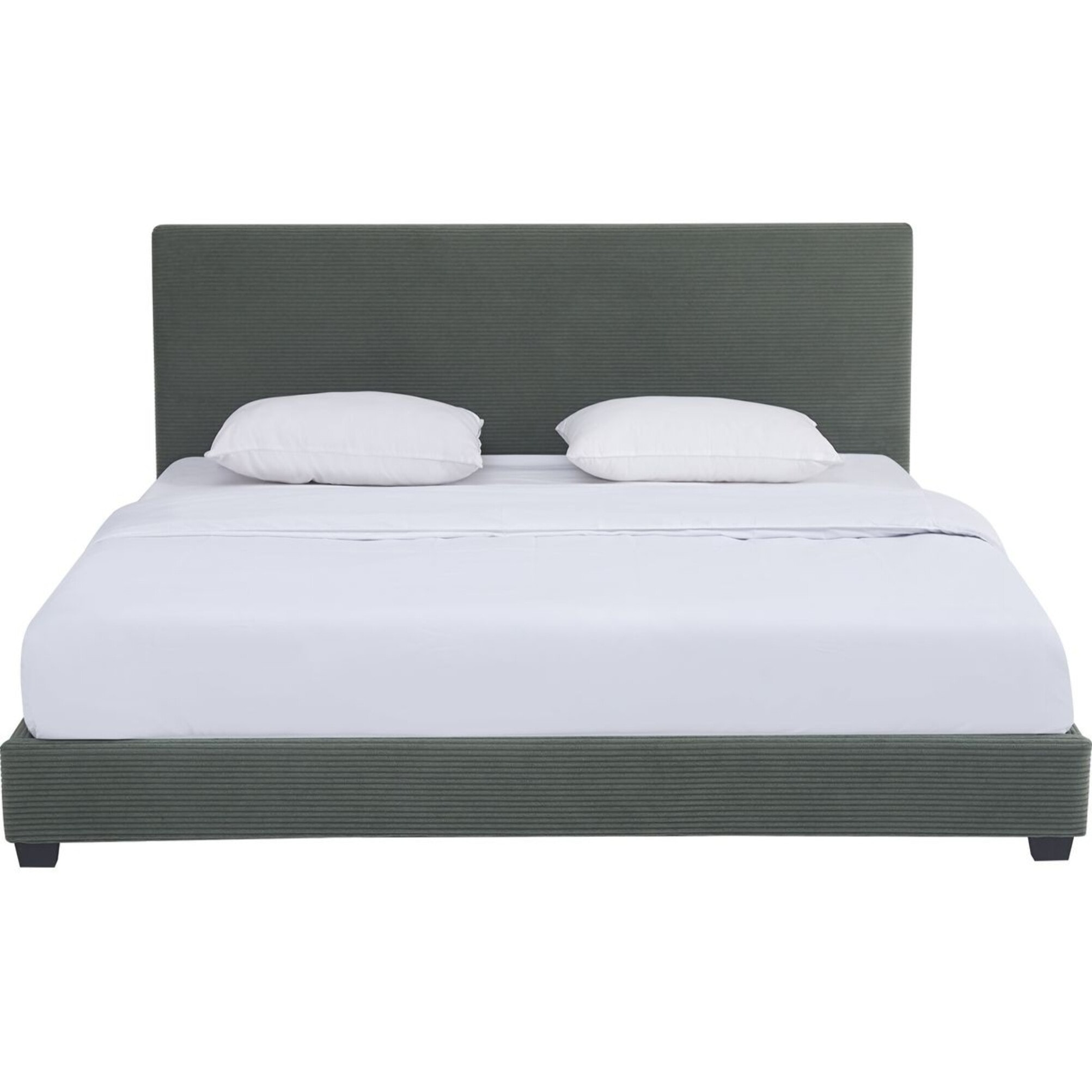 Lit avec tête de lit en velours côtelé - WILLIAM