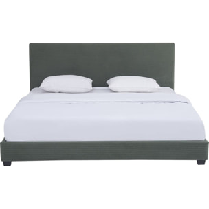 Lit avec tête de lit en velours côtelé - WILLIAM