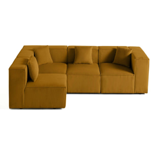 Arty - canapé modulable d'angle gauche 4 places - en velours côtelé - Jaune