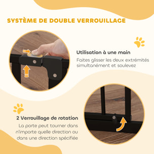 Barrière de sécurité chien réglable 75-95 cm - porte verrouillable - sans perçage - acier ABS noir