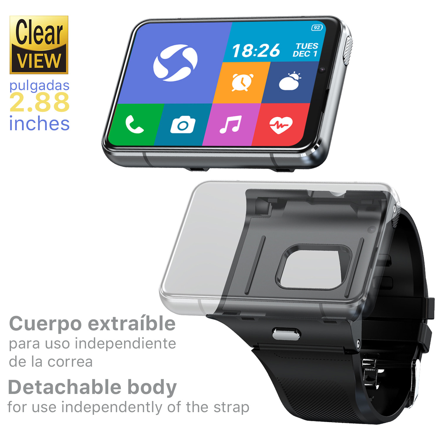 Smartwatch Phone S999 4G con sistema operativo Android 9.0, Quad Core, Wifi, GPS. fotocamera incorporata. Memoria da 4 GB + 64 GB.