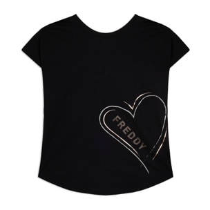 T-shirt reversibile con cuori e logo