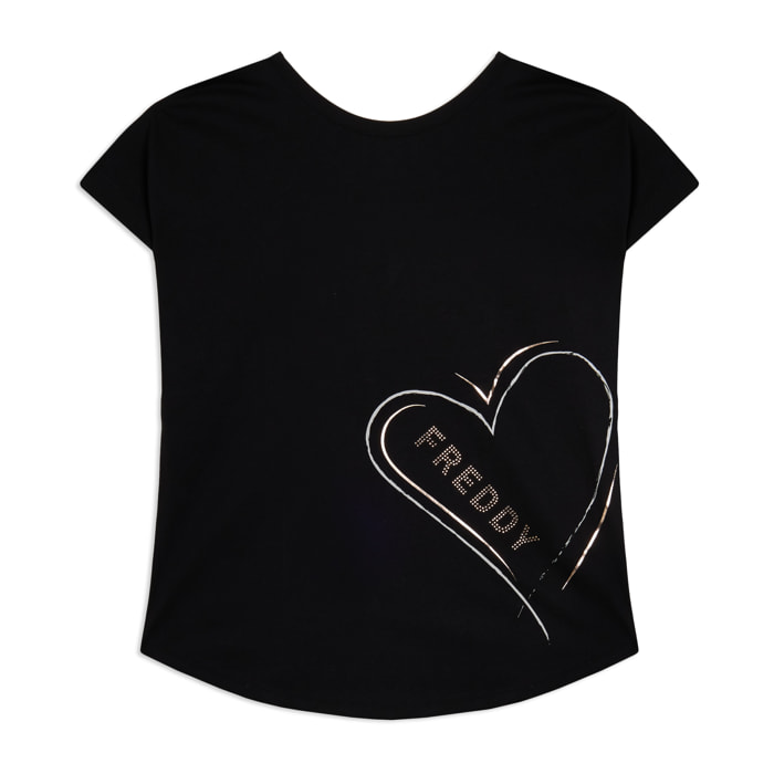 T-shirt reversibile con cuori e logo