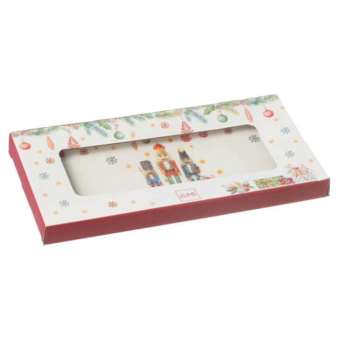 J-Line assiette Rectangle Casse-Noisette - céramique - blanc - boîte cadeau