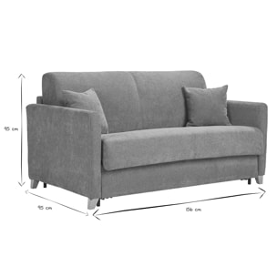 Canapé convertible 2-3 places en tissu effet velours terre brûlée et bois clair avec matelas 13 cm SKANDY