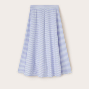 Motivi - Falda midi de algodón a rayas - Light - blue