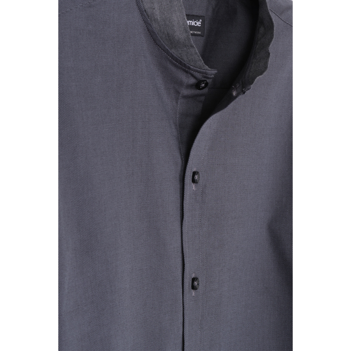 Camicia Uomo Coreano Slim Armaturato Fantasia Grigio Scuro/Nero