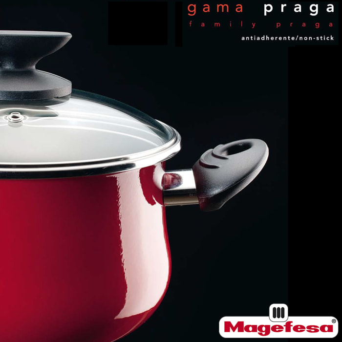 Magefesa PRAGA olla 24, acero esmaltado vitrificado, en granate, inducción y lavavajillas