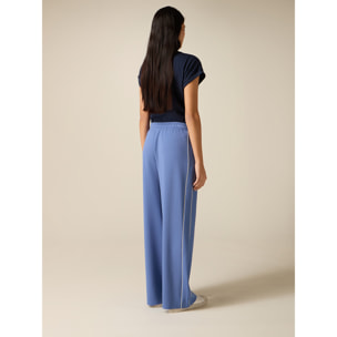Oltre - Pantalones de punto con perfil - Azul