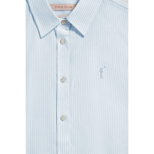 Camicia oxford a righe blu con logo Rigby Go