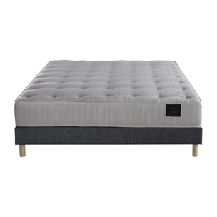 Ensemble Nova - Matelas ressorts ensachés Mémoire de forme - Sommier Gris Souris