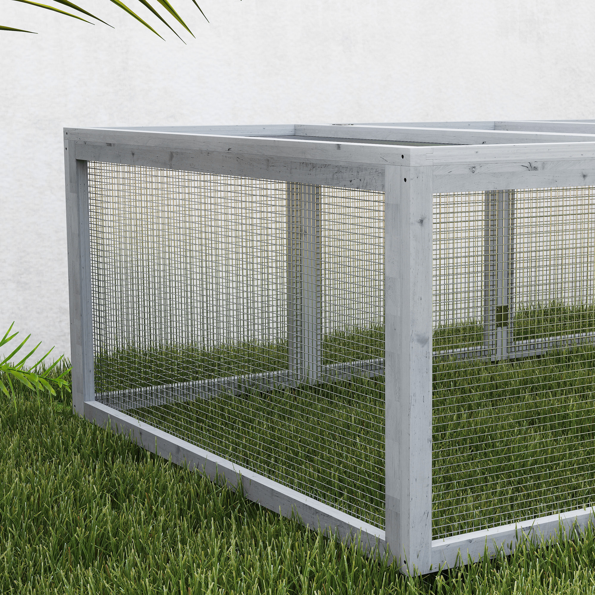 Clapier cage à lapins extérieur intérieur 2 portes supérieures 181L x 100l x 48H cm bois pin gris