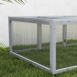 Clapier cage à lapins extérieur intérieur 2 portes supérieures 181L x 100l x 48H cm bois pin gris