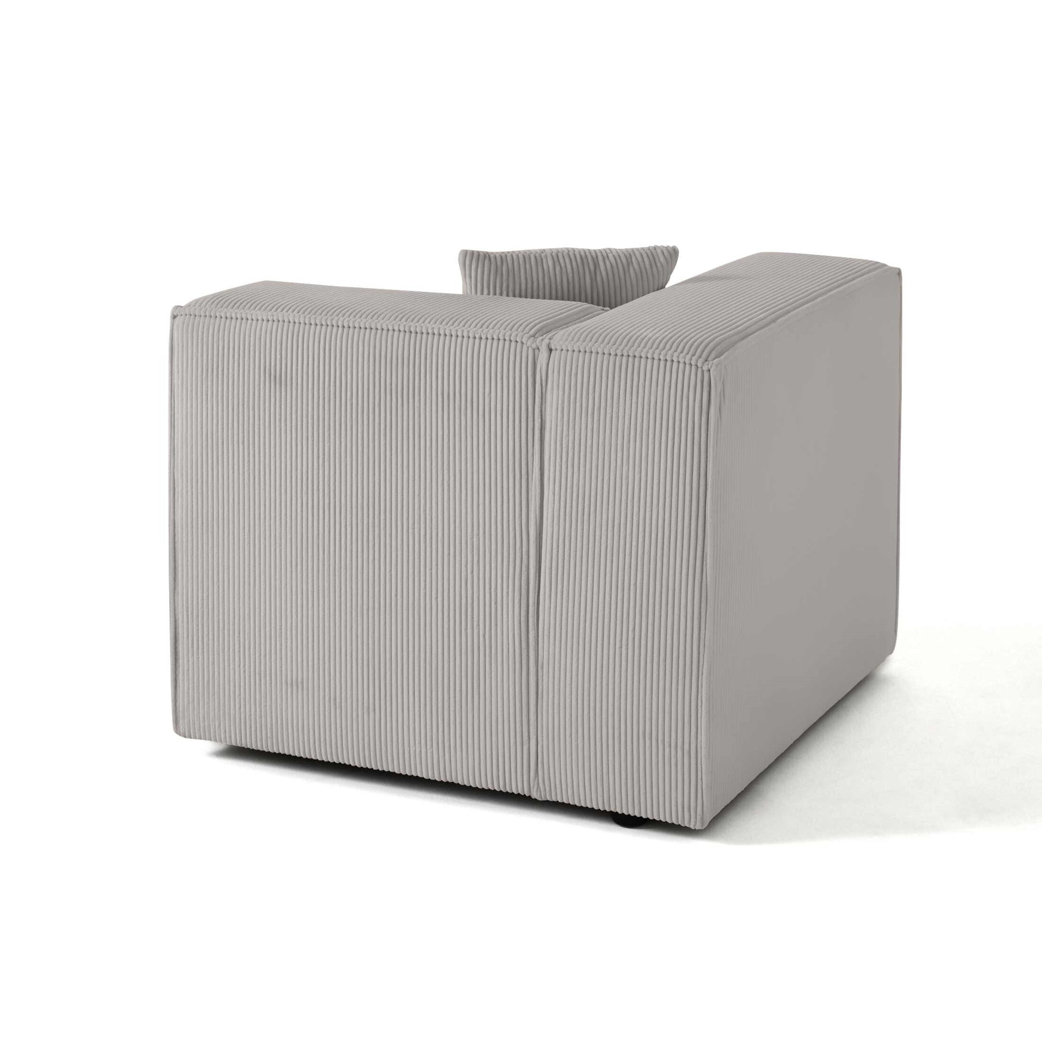 Arty - module d'assise gauche - en velours côtelé - Gris clair