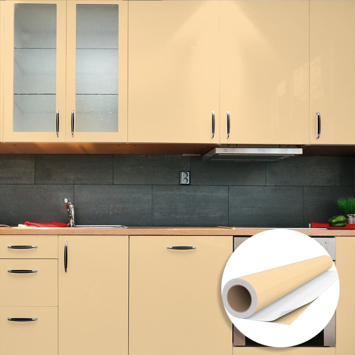 Rouleau adhésif décoratif Vinyle au Mètre - Sable - Sticker Lavable Imperméable Mur Cuisine Meubles